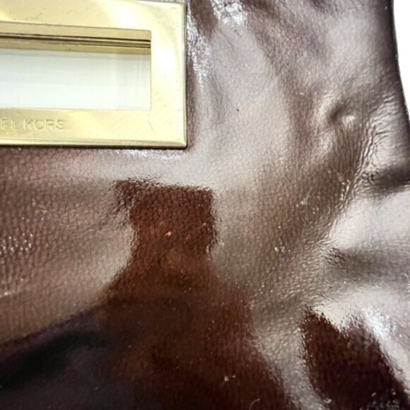 🎉SALE🎉 Michael Kors Berkley Large Clutch‎ Shiny Crimson Patent Leather Formal - Picture 3 of 9